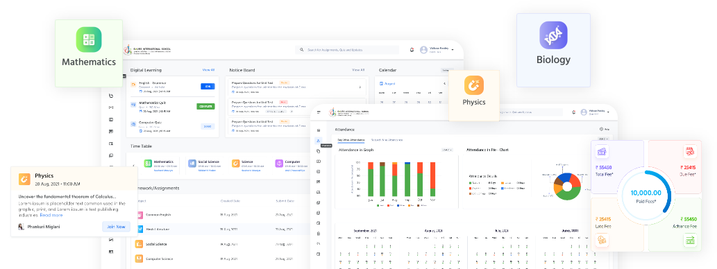 Edunext Technologiesの学校ERPソフトウェアのUIデザイン画面