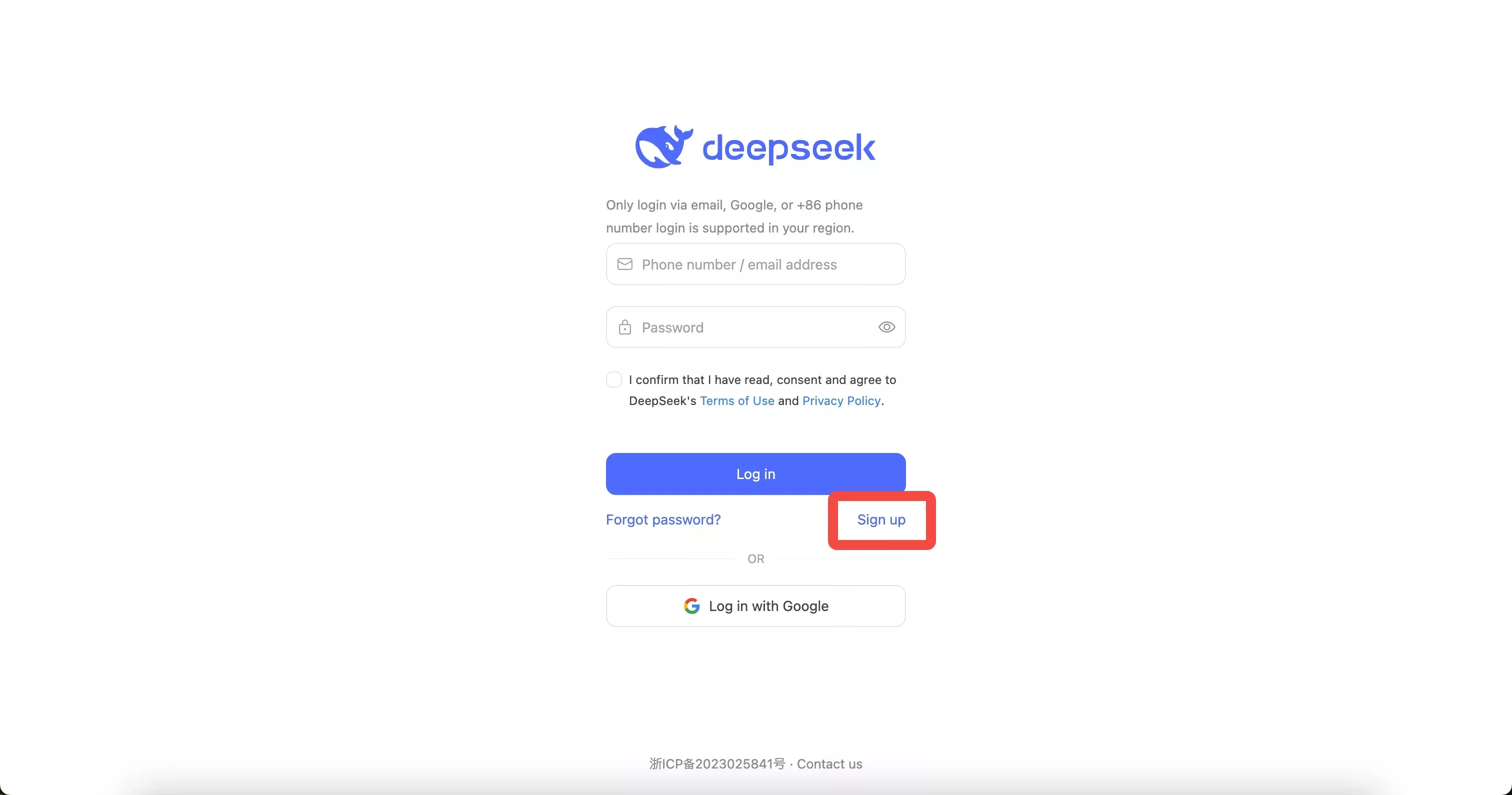 DeepSeek Sign up